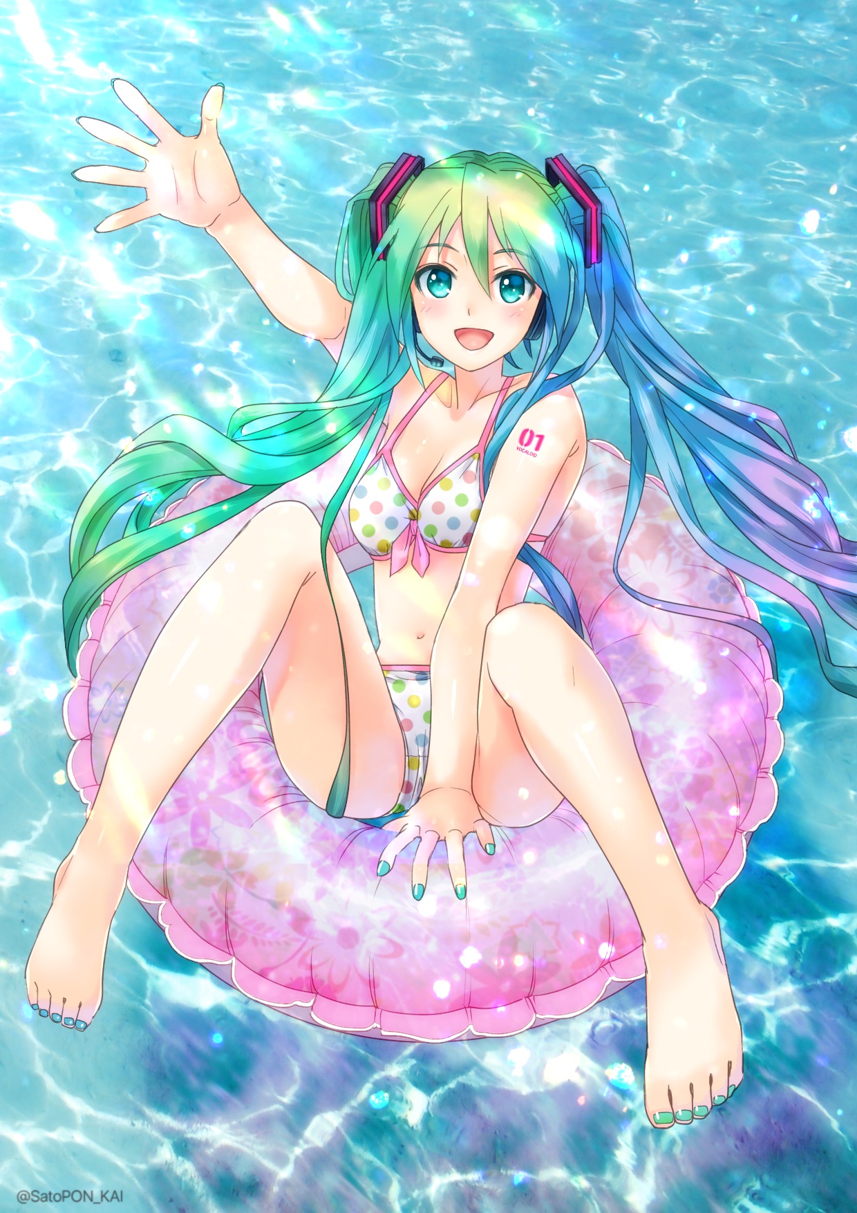 Sato Pon Vocaloid Hatsune Miku Bikini Cleavage Feet Swimsuits Tattoo